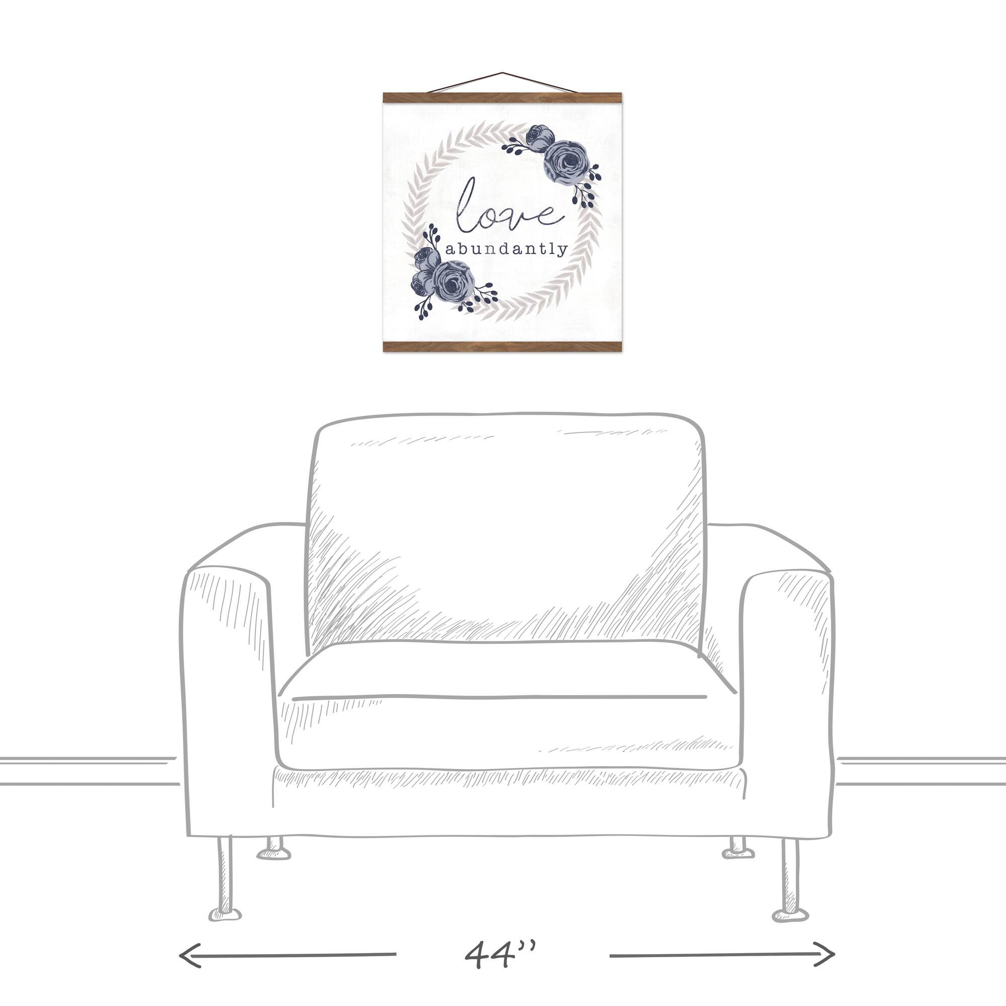 Love Abundtantly Wreath 16" x 16" Teak Hanging Canvas
